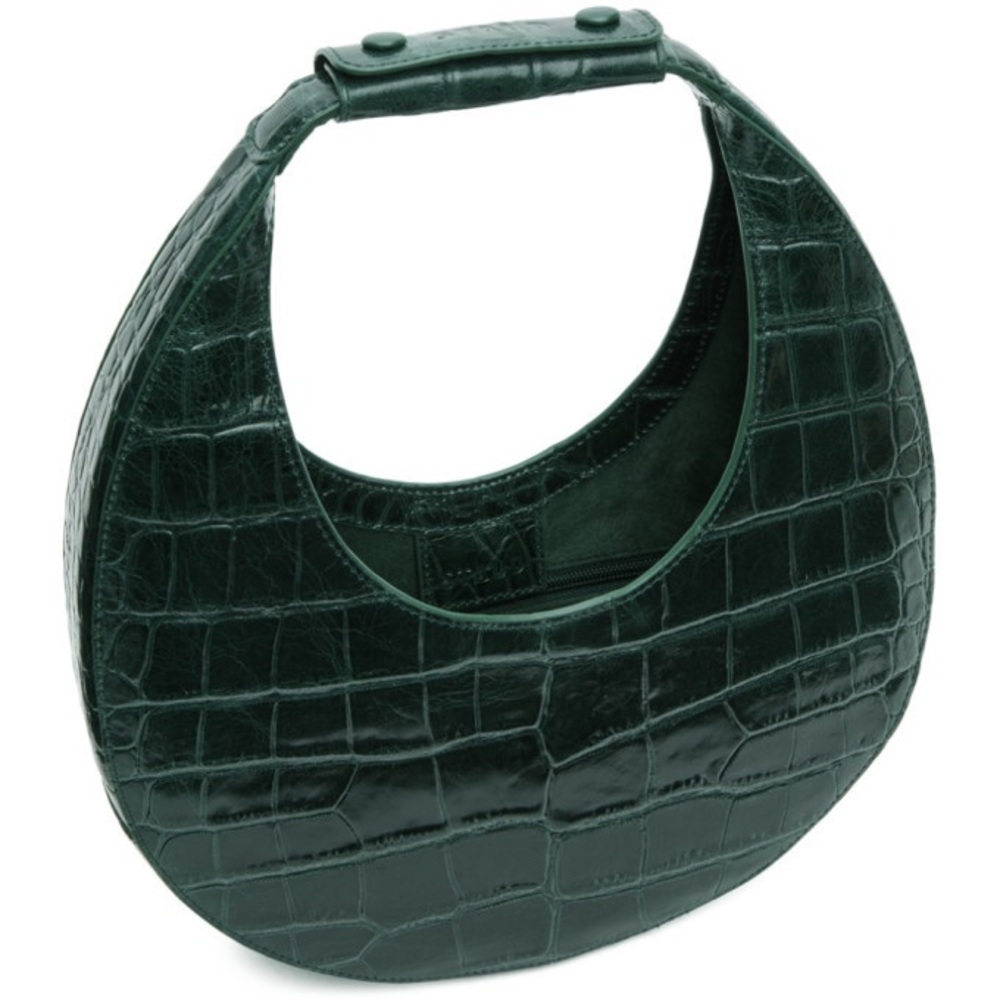*limited edition* STAUD Green Crocodile-Embossed Moon Shoulder Bag